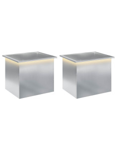 Fioriera da giardino con LED 2 pz Argento 50 x 60 x 48 cm 2