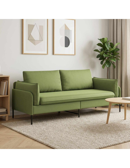 Divano 3-Persone 3 posto Verde chiaro 222 x 81 x 89 cm Velluto