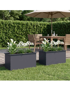 Fioriera da giardino con LED 2 pz Antracite 50 x 100 x 48 cm