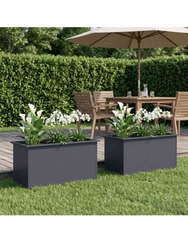 Fioriera da giardino con LED 2 pz Antracite 50 x 100 x 48 cm