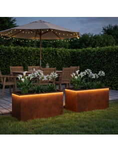 Fioriera da giardino con LED 2 pz Ruggine 50 x 80 x 48 cm