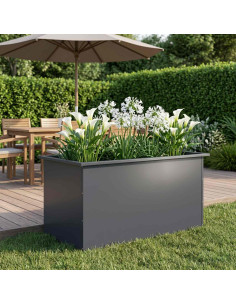 Fioriera da giardino con LED Antracite 50 x 100 x 48 cm Acciaio