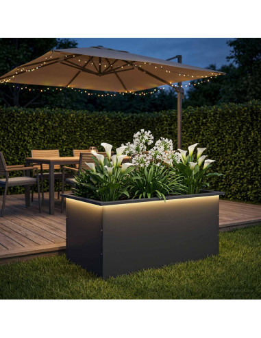 Fioriera da giardino con LED Antracite 50 x 80 x 48 cm Acciaio