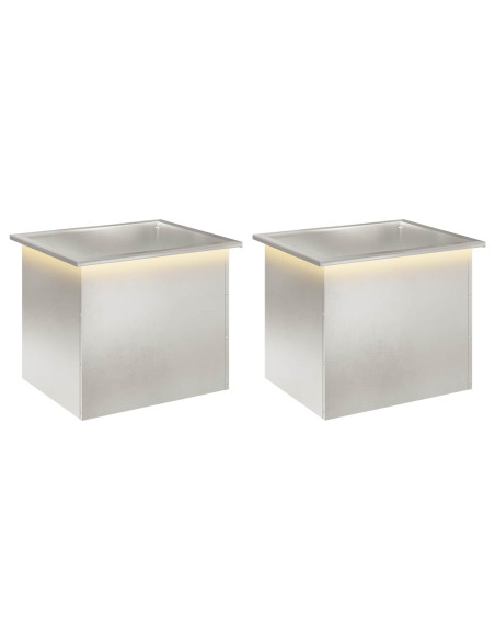 Fioriera da giardino con LED 2 pz Argento 50 x 60 x 48 cm