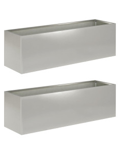Vaso da giardino 2 pz Argento 100 x 30 x 30 cm Acciaio Inox 2