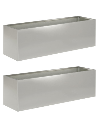 Vaso da giardino 2 pz Argento 100 x 30 x 30 cm Acciaio Inox