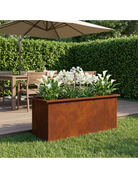 Fioriera da giardino con LED Ruggine 40 x 100 x 40 cm
