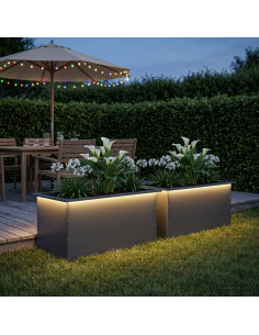 Fioriera da giardino con LED 2 pz Antracite 50 x 80 x 48 cm