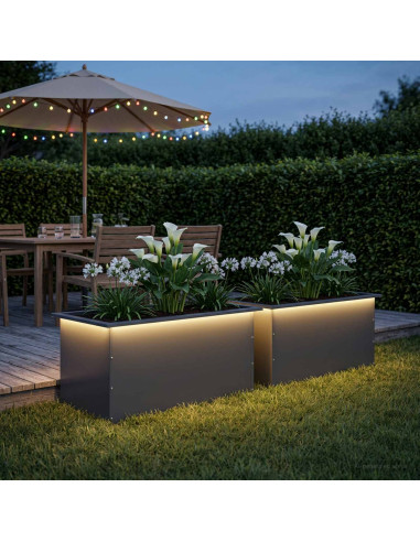 Fioriera da giardino con LED 2 pz Antracite 50 x 80 x 48 cm