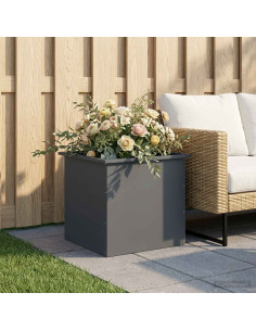 Fioriera da giardino con LED Antracite 50 x 60 x 48 cm Acciaio
