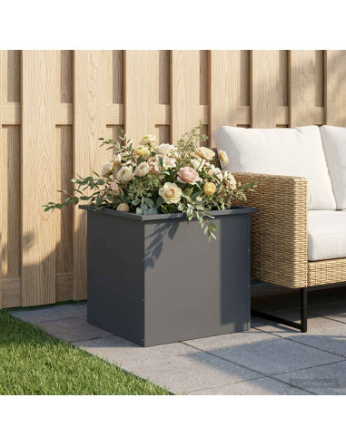 Fioriera da giardino con LED Antracite 50 x 60 x 48 cm Acciaio