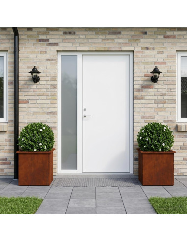 Fioriera da giardino con LED 2 pz Ruggine 50 x 50 x 48 cm