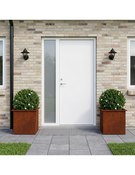 Fioriera da giardino con LED 2 pz Ruggine 50 x 50 x 48 cm