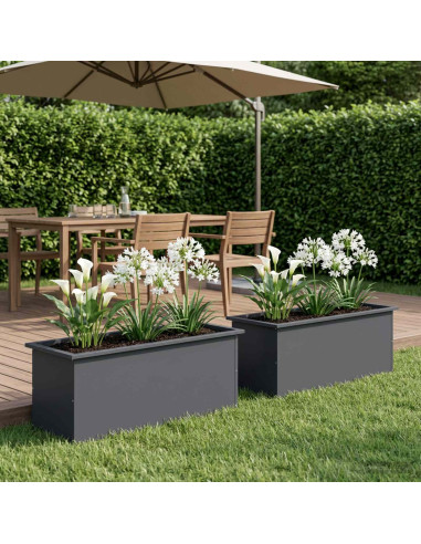Fioriera da giardino con LED 2 pz Antracite 40 x 100 x 40 cm