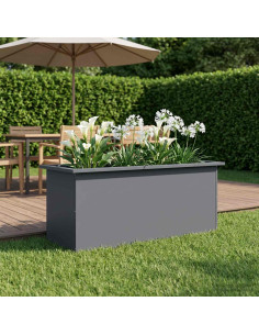Fioriera da giardino con LED Antracite 40 x 100 x 40 cm Acciaio