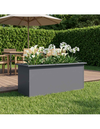 Fioriera da giardino con LED Antracite 40 x 100 x 40 cm Acciaio