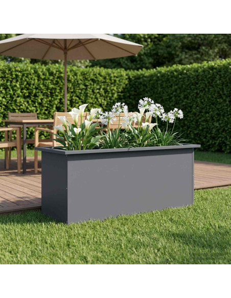 Fioriera da giardino con LED Antracite 40 x 100 x 40 cm Acciaio