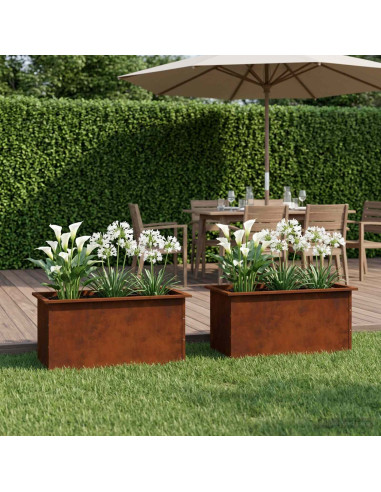 Fioriera da giardino con LED 2 pz Ruggine 50 x 80 x 48 cm