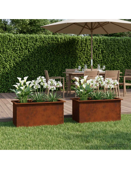 Fioriera da giardino con LED 2 pz Ruggine 50 x 80 x 48 cm