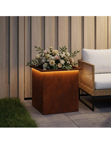 Fioriera da giardino con LED Ruggine 50 x 50 x 48 cm