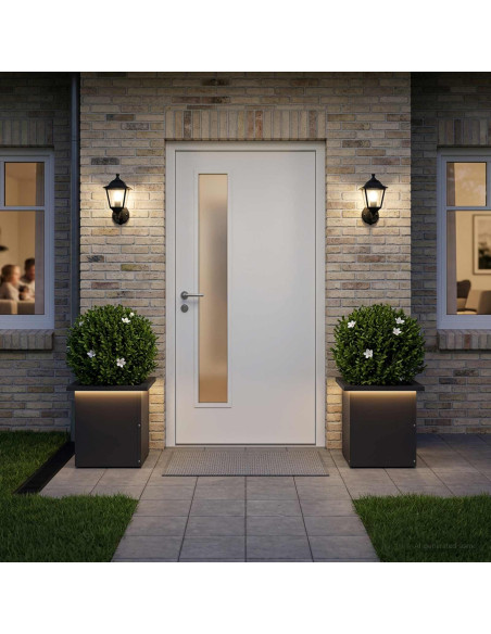 Fioriera da giardino con LED 2 pz Nero 30 x 30 x 30 cm Acciaio
