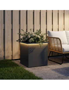 Fioriera da giardino con LED Antracite 50 x 50 x 48 cm Acciaio