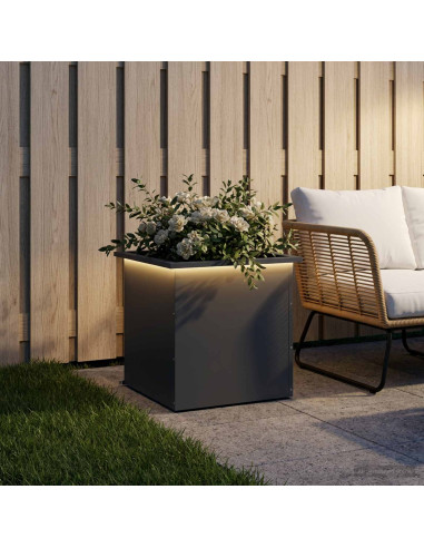 Fioriera da giardino con LED Antracite 50 x 50 x 48 cm Acciaio