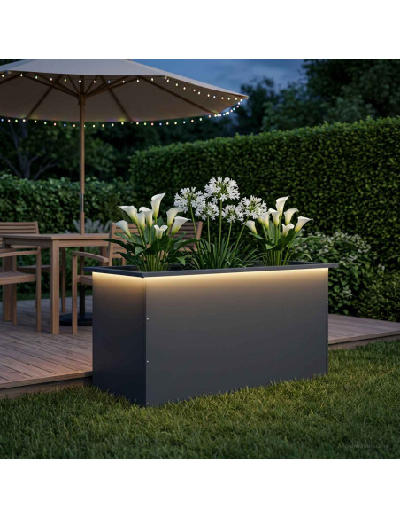 Fioriera da giardino con LED Antracite 50 x 100 x 48 cm Acciaio