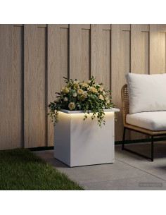 Fioriera da giardino con LED Bianco 40 x 40 x 40 cm Acciaio