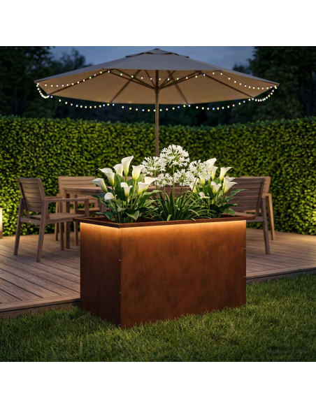 Fioriera da giardino con LED Ruggine 50 x 80 x 48 cm
