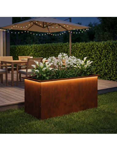 Fioriera da giardino con LED Ruggine 50 x 100 x 48 cm