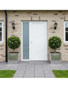 Fioriera da giardino con LED 2 pz Argento 50 x 50 x 48 cm