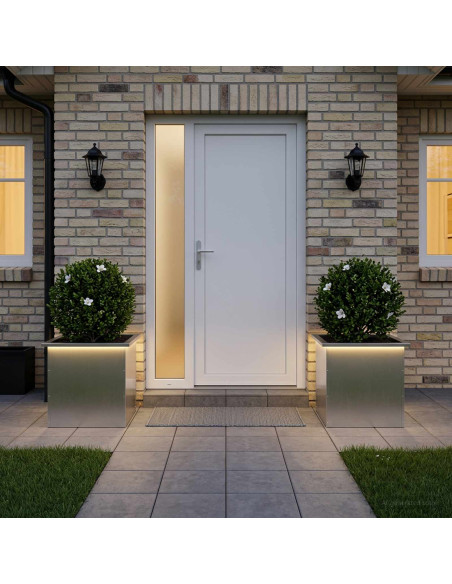 Fioriera da giardino con LED 2 pz Argento 50 x 50 x 48 cm