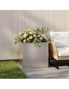 Fioriera da giardino con LED Argento 50 x 60 x 48 cm