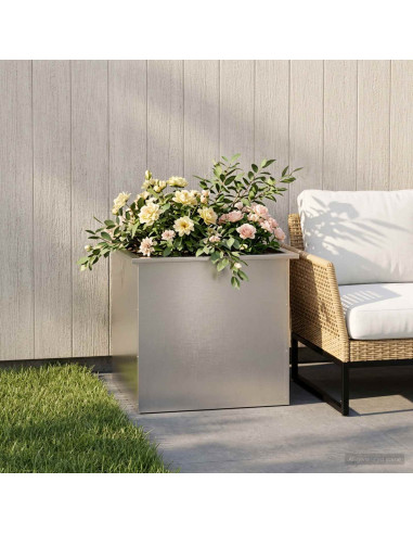 Fioriera da giardino con LED Argento 50 x 60 x 48 cm
