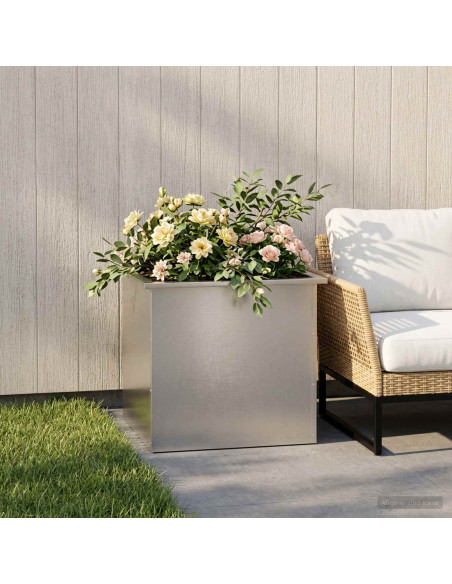 Fioriera da giardino con LED Argento 50 x 60 x 48 cm