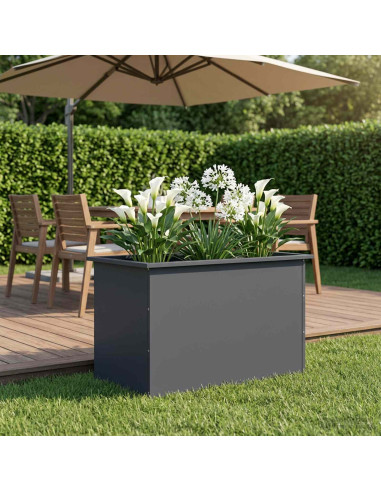 Fioriera da giardino con LED Antracite 50 x 80 x 48 cm Acciaio