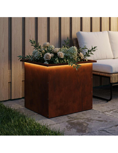 Fioriera da giardino con LED Ruggine 50 x 60 x 48 cm