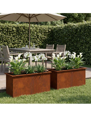 Fioriera da giardino con LED 2 pz Ruggine 50 x 100 x 48 cm