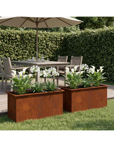 Fioriera da giardino con LED 2 pz Ruggine 50 x 100 x 48 cm