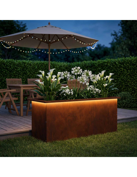 Fioriera da giardino con LED Ruggine 40 x 100 x 40 cm