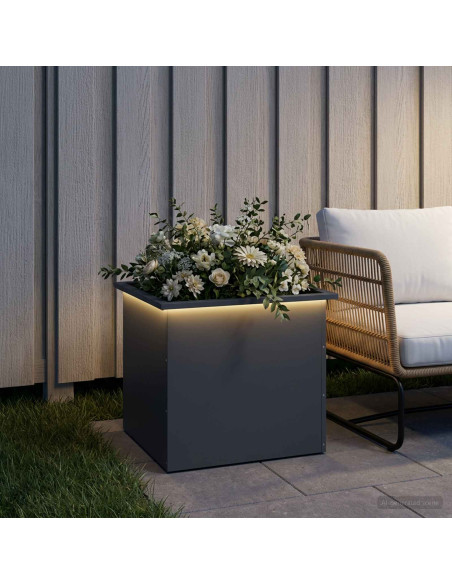 Fioriera da giardino con LED Antracite 50 x 60 x 48 cm Acciaio
