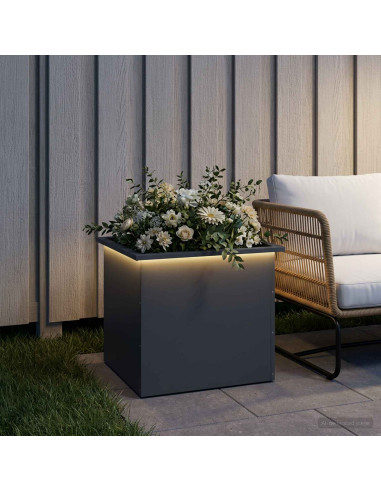 Fioriera da giardino con LED Antracite 50 x 60 x 48 cm Acciaio