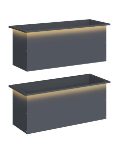 Fioriera da giardino con LED 2 pz Antracite 40 x 100 x 40 cm 2