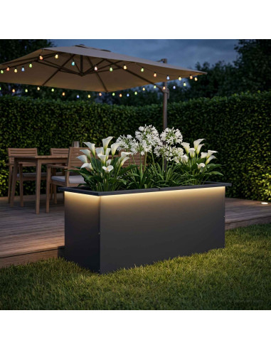 Fioriera da giardino con LED Antracite 40 x 100 x 40 cm Acciaio