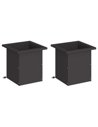 Fioriera da giardino con LED 2 pz Nero 30 x 30 x 30 cm Acciaio