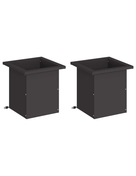 Fioriera da giardino con LED 2 pz Nero 30 x 30 x 30 cm Acciaio