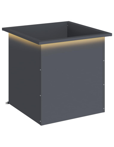 Fioriera da giardino con LED Antracite 50 x 50 x 48 cm Acciaio