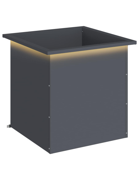 Fioriera da giardino con LED Antracite 50 x 50 x 48 cm Acciaio