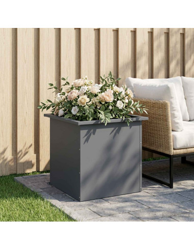 Fioriera da giardino con LED Antracite 50 x 50 x 48 cm Acciaio